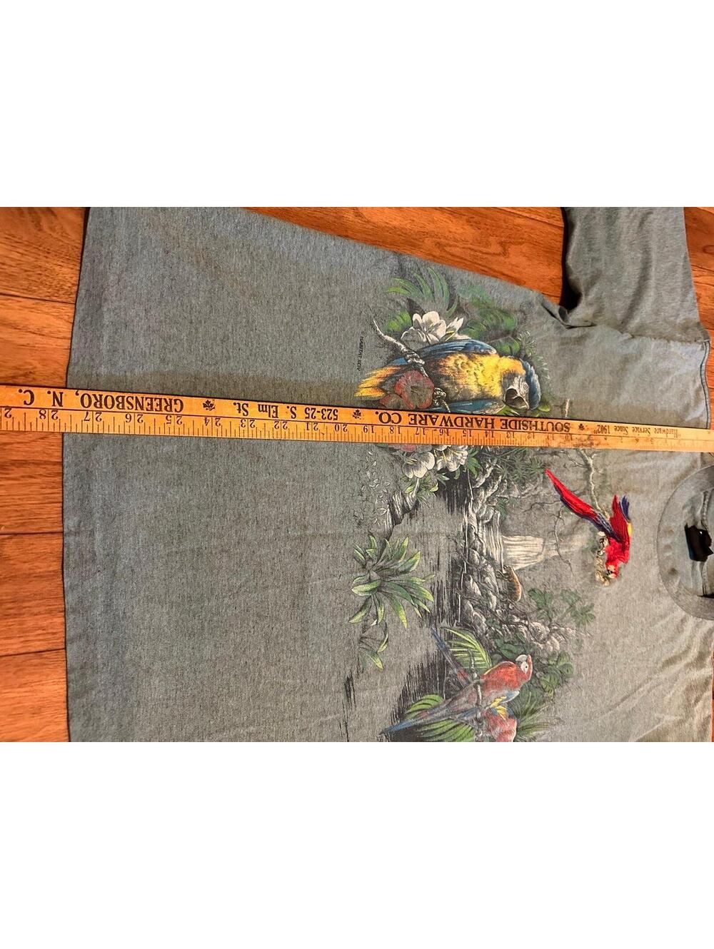 Vintage Habitat T Shirt Mens L Short Sleeve Crew Neck Rainforest Parrots - Picture 6 of 7